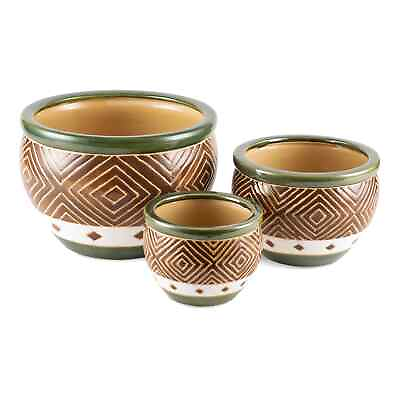 #ad Jade Planters Trio Large Outdoor Designer Ceramic Pots Flower Garden Yard 3 Pc $59.99