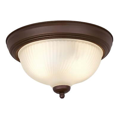 #ad 13quot; Classic Flush Mount Ceiling Light Bronze Finish Frosted Glass Shade $26.55