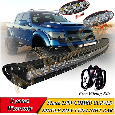 #ad Slim 52#x27;#x27;inch 250W Curved Led Work Light Bar Combo Offroad 4WD ATV Truck SUV 54quot; $209.50