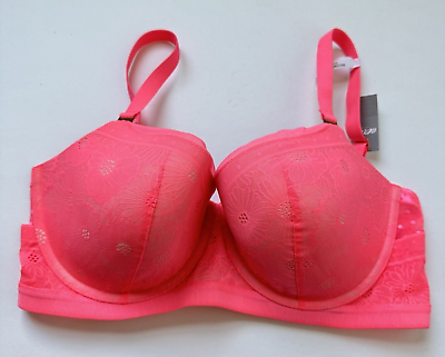 #ad Aerie Bra Womens 36DD Real Power Balconette Underwire Lace Neon Pink Lined New $24.99