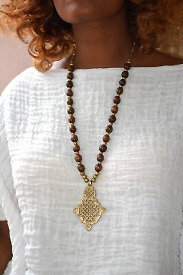 #ad Ethiopia Bronze pendant women Coptic cross African cross Jewelry Necklace 26quot; $88.00