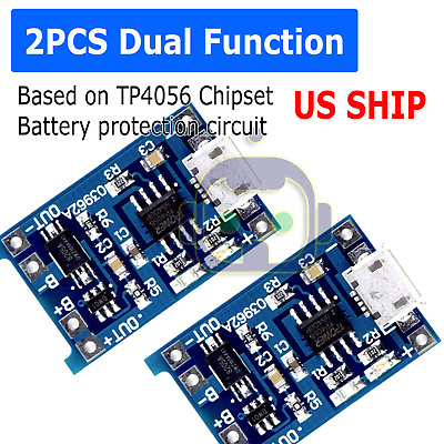 #ad 2PCS 5V 1A Micro USB TP4056 18650 Lithium Battery Charging Board Charger Module $2.95