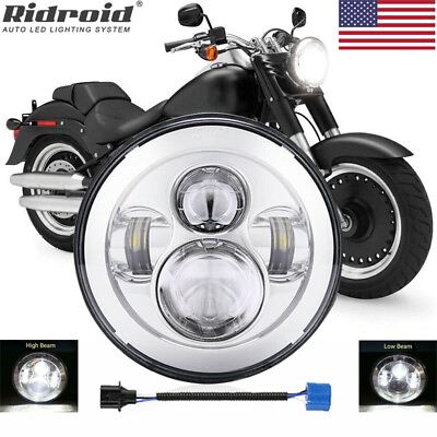 #ad 7quot; inch LED Headlight Hi Lo Beam Projector DOT for Harley Davidson Fat Boy FLSTF $30.99