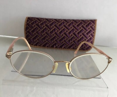 #ad Timex Gold Color Metal Pink Plastic Oval Eyeglasses Glasses Frames 54 17 134 $22.99
