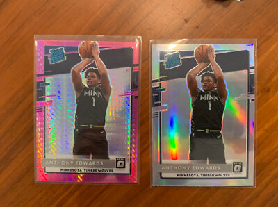 #ad ANTHONY EDWARDS 2020 21 PANINI OPTIC HOLO SILVER PRIZM PINK RC TWOLVES RC Lot $350.00