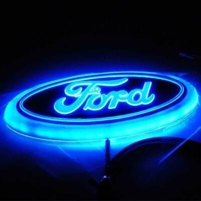 #ad 7 inch Blue LED Emblem Light Badge For Ford Truck F150 99 16 Light Oval Badge $45.99