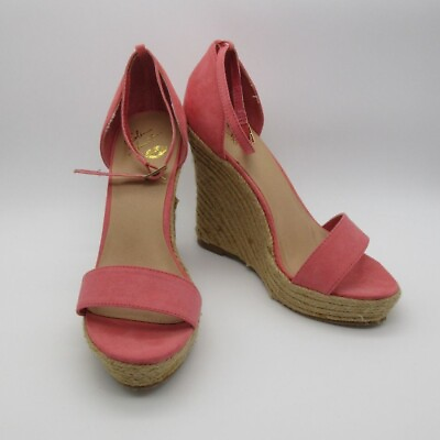#ad Colin Stuart pink jute espadrille high wedge heel sandals 7.5 B $25.00