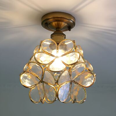 #ad Modern Floral Glass Semi Flush Mount Ceiling Lamp Hallway Shop Light Fixture $78.00