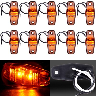 #ad 10pcs Amber 2Diode LED Truck Clearance Lamp Side Marker Trailer Lights Universal $15.74