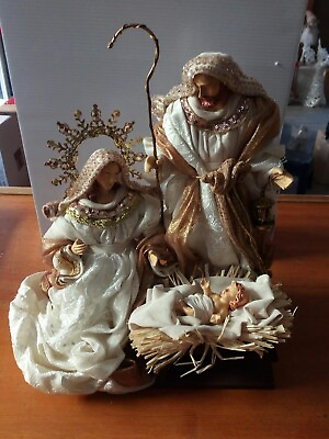 #ad Baby Jesus Nativity Triptych Holy Family Fabric Ceramics $157.11