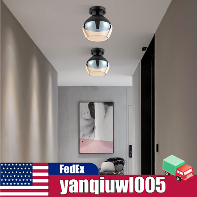 #ad Retro Ceiling Light Glass Pendant Lamp Entryway Hallway Flush Mount Chandelier $25.38