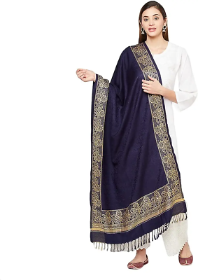 #ad Pashmina shawls For Women Colour Navy Blue Four Side Border shawl stole $30.00