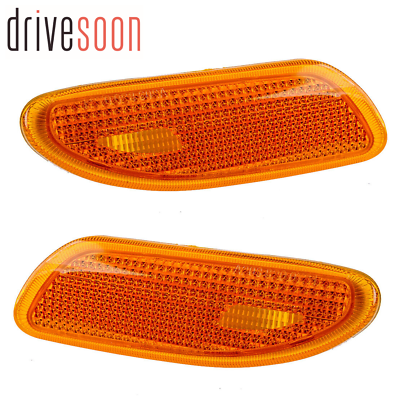#ad 2Pcs Amber Lens Front Side Marker Lamps Housings For 01 07 Mercedes W203 C Class $13.99