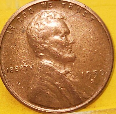 #ad 1950 S Very Fine Lincoln Wheat Cent Copper Penny. VF 1950 S Cent. FREE SHIPPING $2.92