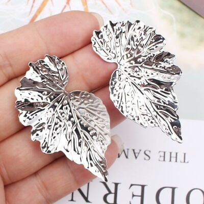 #ad Shiny Leaf Women Drop Earrings Exaggerated Bohemia Charm Earring Accessory 1pair $10.16