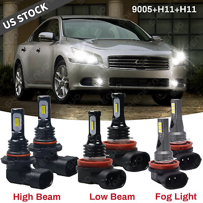 For Nissan Maxima 2009 2014 6Pcs LED Headlight Hi LoFog Light Bulbs Combo Kit $40.16