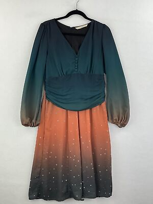 #ad Eshakti Wayward Fancies Custom 10? Dress Ombre Star Print Peasant Pockets B10 10 $24.39