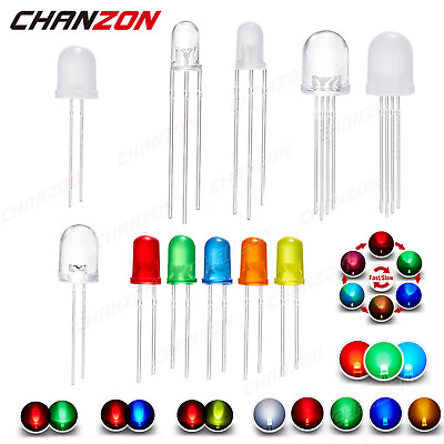 #ad 3mm 5mm 8mm 10mm Led Diode Piranha Bicolor Tricolor Clear Diffused Kit Flash DIY $4.24