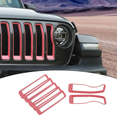 #ad 7pcs Pink Front Grille Grill Inserts Cover Kit For 2018 Jeep Wrangler JL JLU $69.33