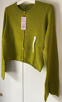 #ad Wild Fable Cropped Green Apple Long Sleeve Cardigan Sweater Size Large NWT Soft $12.00