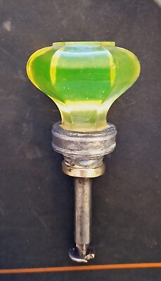 #ad ANTIQUE GREEN GLASS URANIUM amp; METAL DOOR KNOB 1 INCH DIAMETER 183 GRAMS DECO ERA $65.00