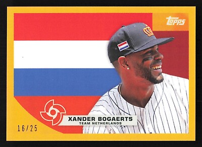 #ad 2023 Topps WBC Global Stars #F6 Flags Of A Nation Xander Bogaerts Gold 16 25 $26.99