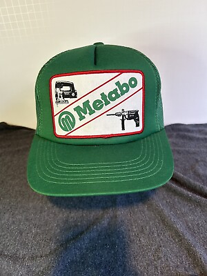#ad Vtg Metabo Power Tools Patch Snapback Hat Cap Green One Size NWOT NOS HB5 $29.55