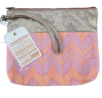 #ad 2014 Hand Woven Basik 855 Wristlet Clutch Gold Coral Purple Out of Production $18.50
