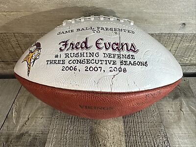 #ad NFL Football Official Leather Game Ball Presented To Fred Evans $200.00
