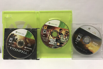 #ad Xbox 360 Lot Of 3 GTA 5 Grand Theft Auto V Titanfall Halo 3 Discs only $16.99
