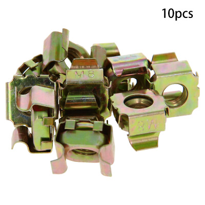 #ad 10Pcs M8 10 Cage Nuts Square Hole Captive Nut Fastener Screw Bolt Zinc Plated $5.94
