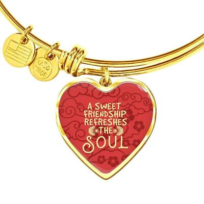 #ad A Sweet Friendship Refreshes The Soul Stainless Steel or 18k Gold Heart Bracele $64.95