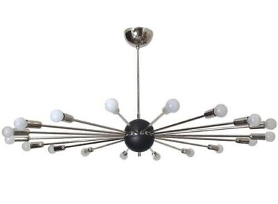 #ad 1950s Design Brass Sputnik Stilnovo chandelier 18 Arms Chrome Light Fixture $355.89