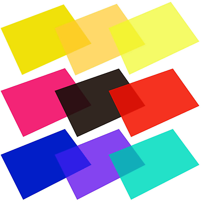 #ad 9 Color Gel Light Filter Transparent Color Film Plastic Sheets Correction Studio $14.01