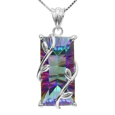#ad Women 925 Silver Rainbow Mystic Topaz Pendant Necklace 24quot; Chain Wedding Jewelry C $3.59