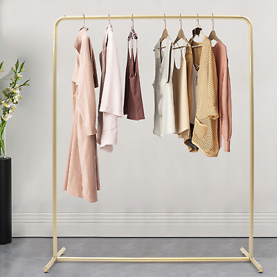 #ad Golden Vintage Clothing Storage Shelf Garment Rack Clothes Hanger Industrial $91.77