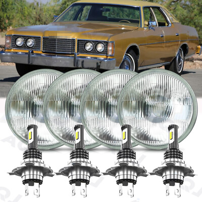 #ad 4x 5.75quot; 5 3 4inch Round H4 LED Headlights For Ford LTD Galaxie 500 1962 1974 $115.49