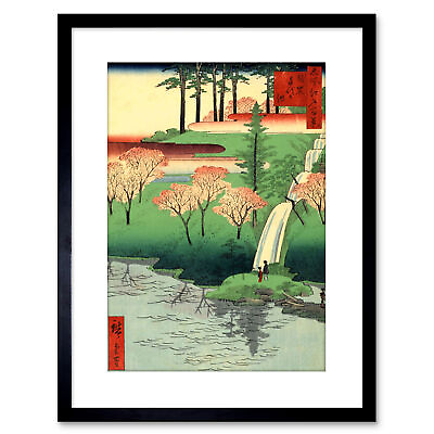 #ad Painting Japanese Woodblock Waterfall River New Framed Print 9x7 Inch $21.99