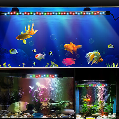 #ad Aquarium LED Light Multi Color Fish Tank Lamp Submersible Light Aquarium Heater $12.95