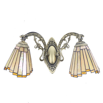 #ad Antique Tiffany Bathrooms Vanity Light Fixture Vintage Stained Glass Wall Light $69.92