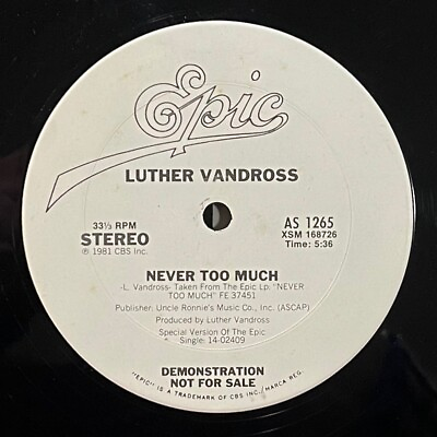 #ad modern soul boogie 12” LUTHER VANDROSS Never Too Much HEAR Epic Promo 1981 $19.99