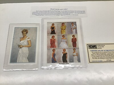 #ad 1997 PRINCESS DIANA EVENING DRESS ROYAL GOWNS STAMPS WITH COA INTERNATIONAL $10.00