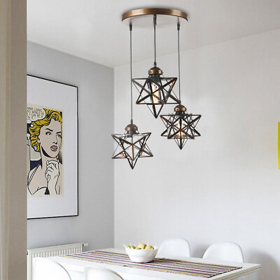 #ad Moravian Star Glass Lighting Kitchen Chandelier LED Ceiling Pendant Lamp 3 Light $87.78