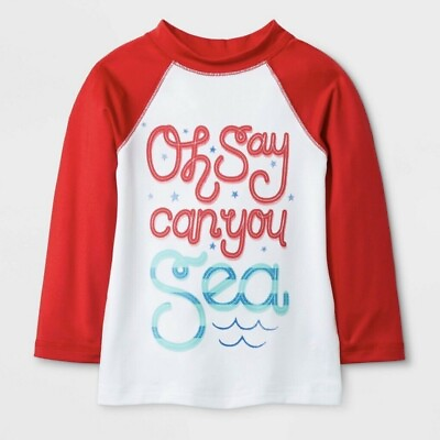#ad Cat amp; Jack Toddler Rash Guard Swim Top Long Sleeve Oh Say Can You Sea 18 Months $8.09