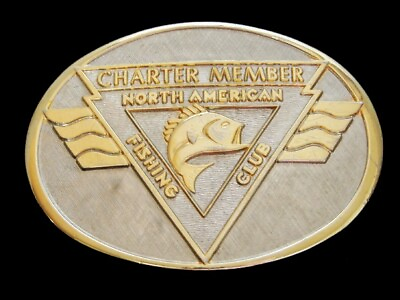 #ad NF15115 **NORTH AMERICAN FISHING CLUB CHARTER MEMBER** 24K GOLD BELT BUCKLE $13.00