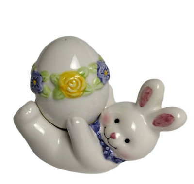 #ad Vintage Bunny Egg Salt Pepper Shaker Floral Easter Bowtie Spring Hallmark Cards $15.95