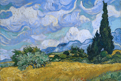 #ad Vincent Van Gogh Wheat Field With Cypresses 1889 Oil On Canvas Poster 18x12 $10.98