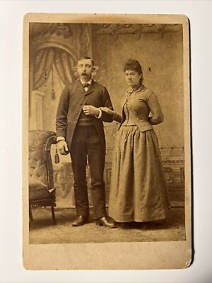 #ad Antique Cabinet Card Photo Stern Victorian Couple Hillsboro OHIO $18.95