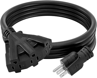 #ad 16 3 Outdoor Indoor Extension Cord Heavy Duty 3 Outlet SJTW ETL Listed Black $12.99