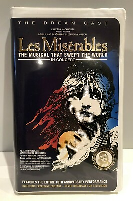 #ad Les Miserables In Concert VHS 1996 1995 Musical Clamshell 10th Anniv.Perf. $3.00